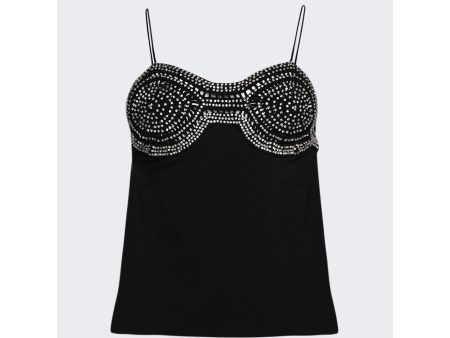 Christopher Esber | Women | Tailored Crystal Crochet Top | Black on Sale