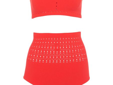 ALAÏA | Seamless Knitted Vienne Bikini | Red Online Hot Sale