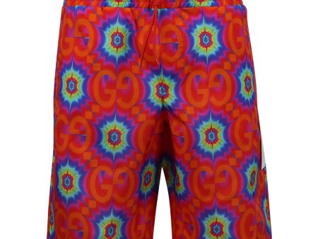 Gucci | Gg Psychedelic Logo Swim Trunks | Orange x Electric Blue Online Sale