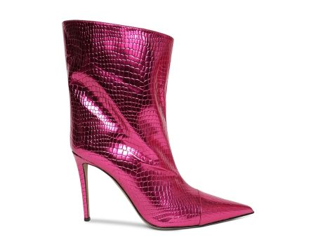 Alexandre Vauthier | Mirror Croco Print Alex Ankle Boots | Fuchsia For Cheap