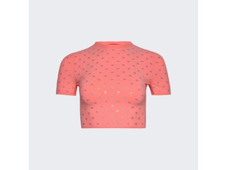 Alexander Wang | Women | Crystal Logo Short Sleeve T-shirt | Anime Pink Supply