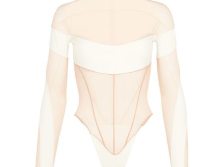 Mugler | Women | Barely There Panel Bodysuit Beige For Cheap