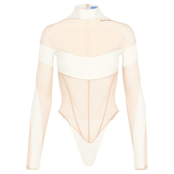 Mugler | Women | Barely There Panel Bodysuit Beige For Cheap