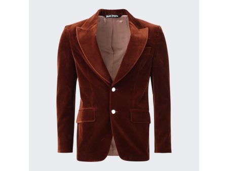 Palm Angels | Men | Velvet Suit Blazer Brown For Discount