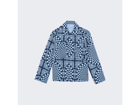 Bluemarble | Men | Folk Checkerboard Print Overshirt | Blue Online now