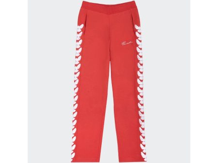 3.Paradis | Red Embroidered Doves Track Pants Online now