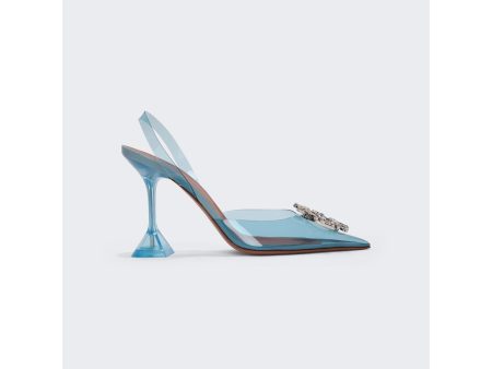 Amina Muaddi | Women | Begum Glass Slingback Pumps | Light Blue Online Hot Sale