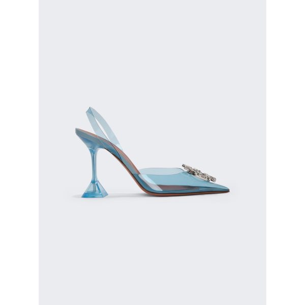 Amina Muaddi | Women | Begum Glass Slingback Pumps | Light Blue Online Hot Sale