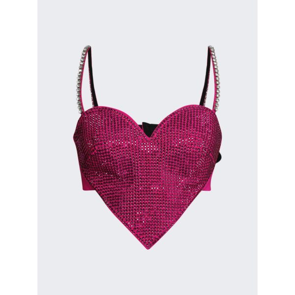 Area | Crystal Trim Heart Top | Fuchsia Pink Online Hot Sale