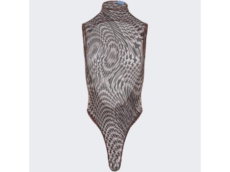 Mugler | Women | Star Print Bodysuit | Nude 02 x Graphite Discount