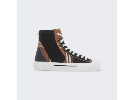 Burberry | Men | Vintage Check Cotton And Neoprene High-top Sneakers Black And Birch Brown Online now