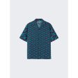 Versace | Cotton Voile La Greca Short Sleeve Shirt | Teal x Purple Sale