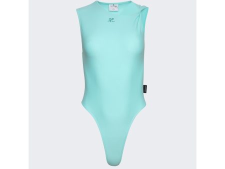 Courrèges | Women | Tech Jersey Twist Bodysuit | Turquoise Online Hot Sale