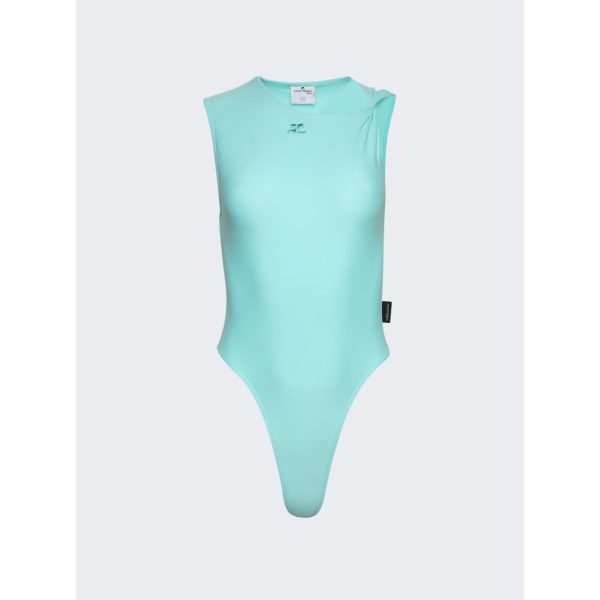 Courrèges | Women | Tech Jersey Twist Bodysuit | Turquoise Online Hot Sale