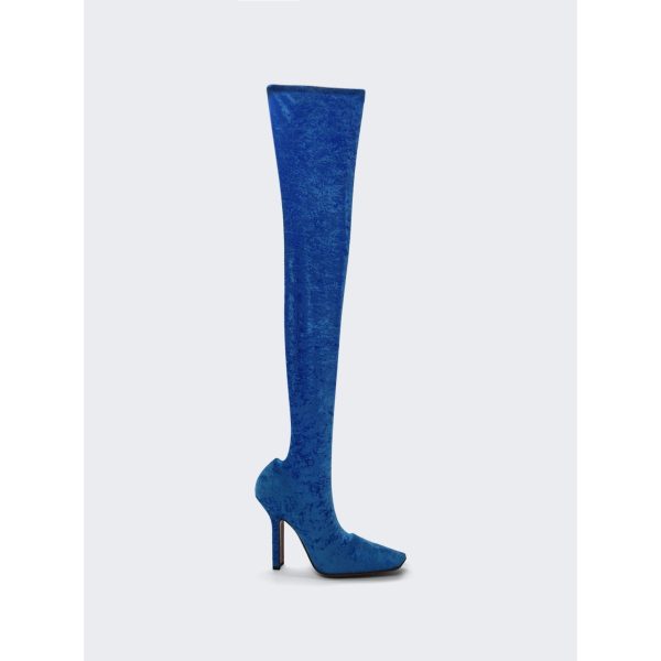 Vetements | Women | Velvet High Boomerang Sock Boots | Blue Cheap