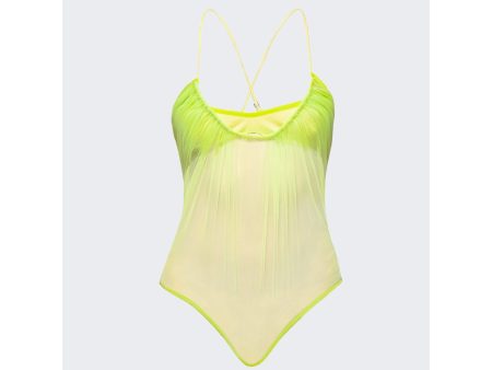 Nensi Dojaka | Women | Gathered Cami Bodysuit | Lime Online Hot Sale