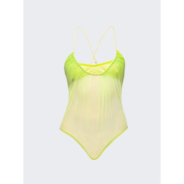 Nensi Dojaka | Women | Gathered Cami Bodysuit | Lime Online Hot Sale