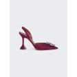 Amina Muaddi | Women | Begum Satin Slingback Pumps | Magenta Sale