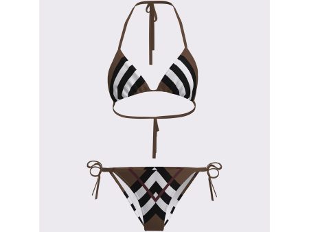 Burberry | Women | Check Triangle Bikini | Dark Birch Brown For Sale