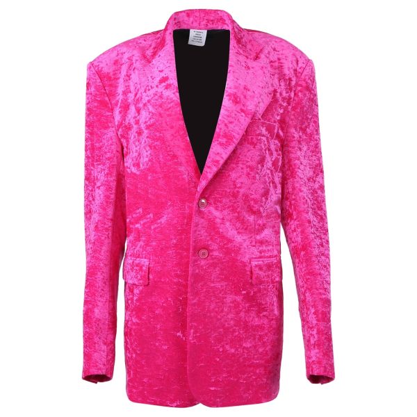 Vetements | Women | Boxy Single Breasted Velvet Tailored Jacket | Pink Supply