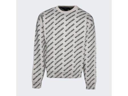 Balenciaga | Men | Crewneck Sweater | Chalky White x Black on Sale