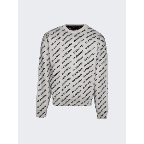 Balenciaga | Men | Crewneck Sweater | Chalky White x Black on Sale