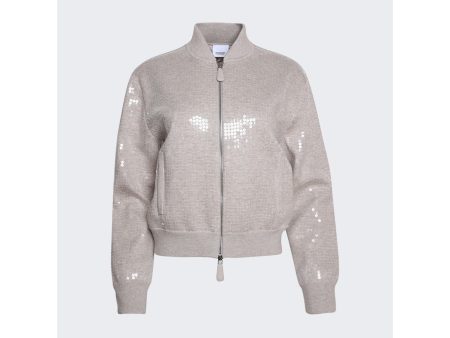 Burberry | Women | Sequinned Cashmere Cotton Blend Bomber Jacket | Beige Melange Online now