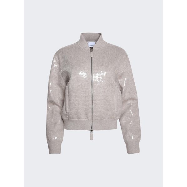 Burberry | Women | Sequinned Cashmere Cotton Blend Bomber Jacket | Beige Melange Online now