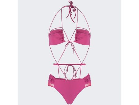 Nensi Dojaka | Women | Gathered Bra Swimsuit With Ruched Belt | Peonia Pink Online Hot Sale