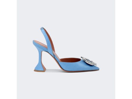 Amina Muaddi | Women | Begum Satin Slingback Pumps | Baby Blue Online