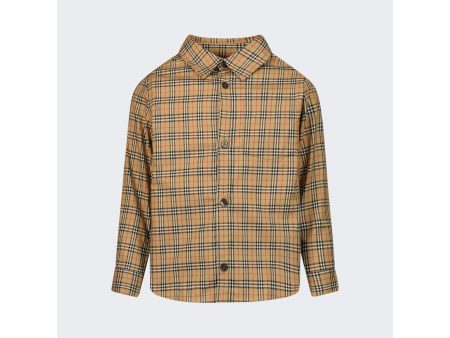 Burberry Kids | Check Print Long Sleeve Shirt Archive Beige For Cheap