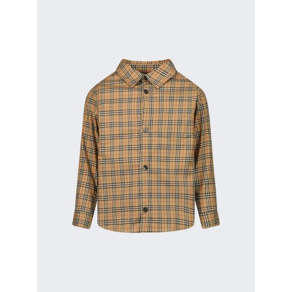 Burberry Kids | Check Print Long Sleeve Shirt Archive Beige For Cheap