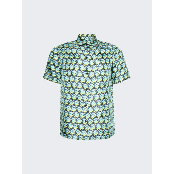 Botter | Classic Short Sleeve Shirt | Blue Fish Silk For Discount