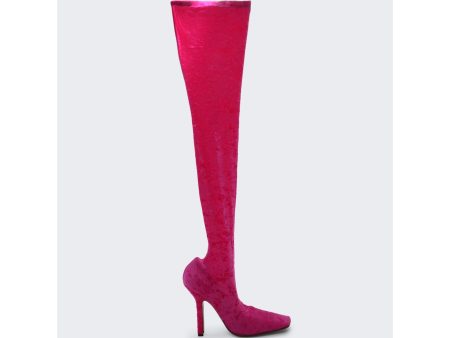 Vetements | Women | Velvet High Boomerang Sock Boots | Pink For Discount