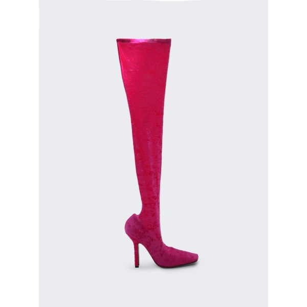 Vetements | Women | Velvet High Boomerang Sock Boots | Pink For Discount