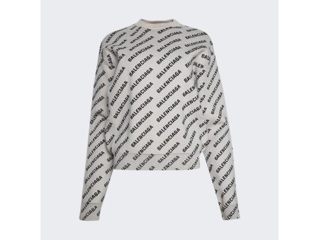 Balenciaga | Women | Crewneck Sweatshirt | Chalky White x Black Cheap