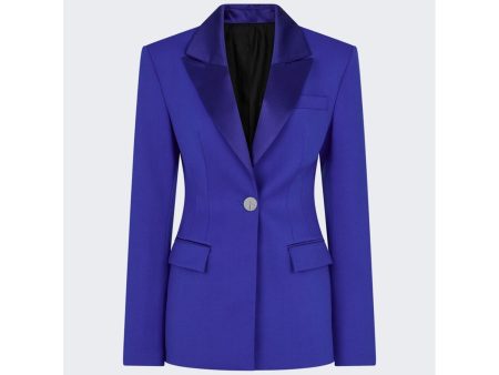 The Attico | Women | Stretch Wool Gabardine Blazer | Blue For Discount