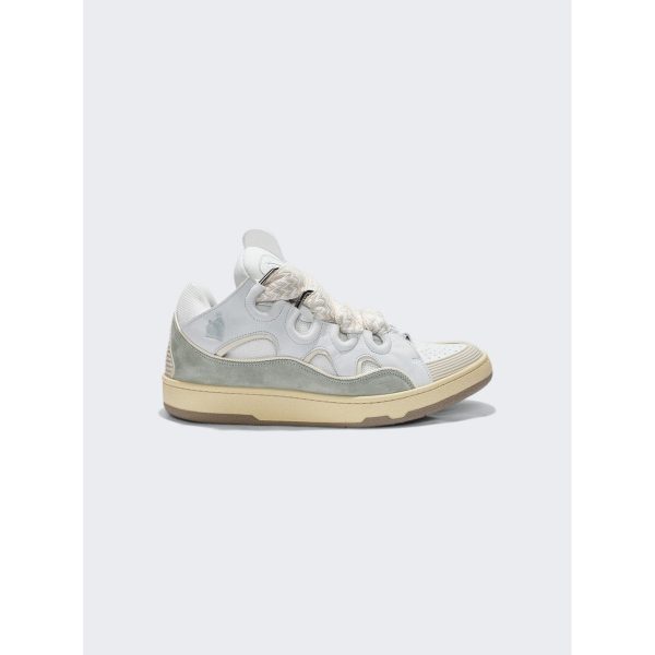 Lanvin | Men | Exclusive Curb Sneakers | White x Jade For Discount