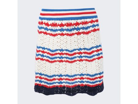 Casablanca | Crochet Chevron A-line Skirt | Off-White x Navy Online now