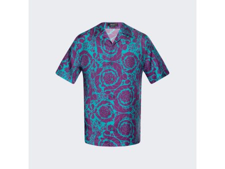 Versace | Barocco Silhouette Silk Shirt | Teal x Plum Supply