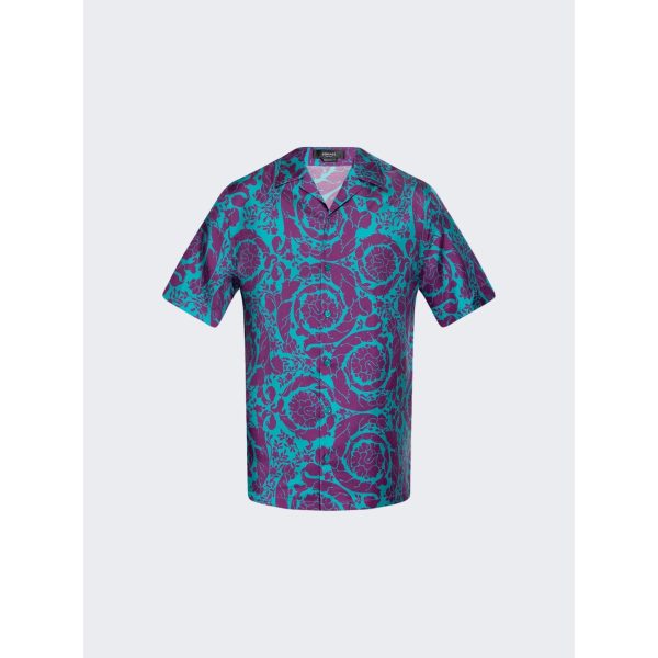 Versace | Barocco Silhouette Silk Shirt | Teal x Plum Supply