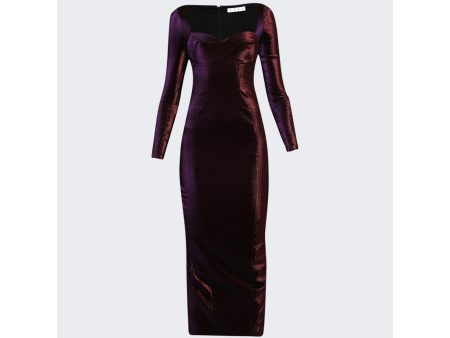 Area | Rope Cup Long Sleeve Midi Dress | Purple Supply