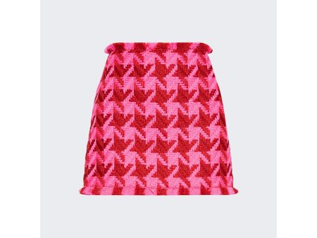 Versace | Women | Tweed Pied De Poule Mini Skirt Parade Red And Fuchsia For Cheap