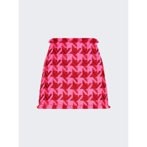 Versace | Women | Tweed Pied De Poule Mini Skirt Parade Red And Fuchsia For Cheap