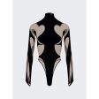 Mugler | Women | Sheer Panel Bodysuit | Black x Nude 02 on Sale