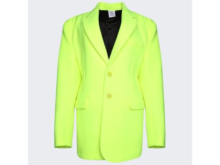 Vetements | Women | Fleece Tailored Blazer Jacket | Flurorescent Yellow Hot on Sale