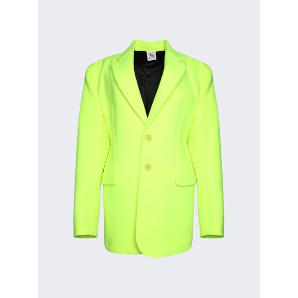 Vetements | Women | Fleece Tailored Blazer Jacket | Flurorescent Yellow Hot on Sale