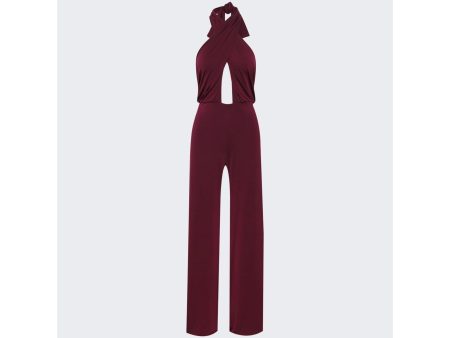 Johanna Ortiz | Women | Submerged Halterneck Jumpsuit | Wine Online