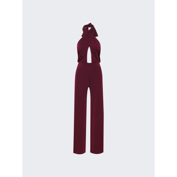 Johanna Ortiz | Women | Submerged Halterneck Jumpsuit | Wine Online