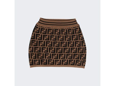 Fendi Kids | Monogram Knitted Skirt Brown For Discount